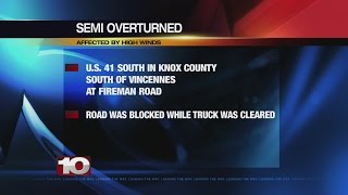 Storm overturns semi in Knox County [upl. by Saville]