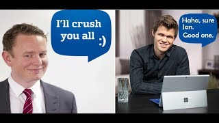 MAGNUS CARLSEN secretly CRUSHES Jan Gustafsson in his live stream [upl. by Anasus]