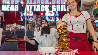 EATING THE 20000 CALORIE OCTUPLE BYPASS BURGER AT THE HEART ATTACK GRILL IN VEGAS  BeardMeatsFood [upl. by Howund]