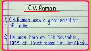 10 lines on CV Raman in english  CV Raman short biography 10 lines [upl. by Anifled]