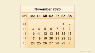 Kalender November 2025 [upl. by Wulfe342]