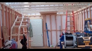 Project Mega Shed Part 8 Plywood siding Doors amp Window Installed [upl. by Edak255]