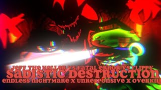 jeff the Killer vs fatal error vs flippyendless nightmare x unresponsive x overkill FNF MASHUP [upl. by Akirat]