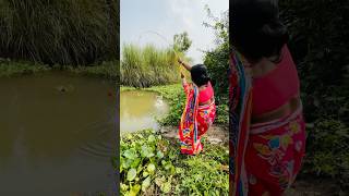 Village lady unique hook fishing in the mud water fishingtechniques hookfishing shorts fishing [upl. by Mair458]