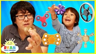 FIDGET SPINNER CHALLENGE and Amazing Spinners tricks with Ryan ToysReview [upl. by Yelhsa506]