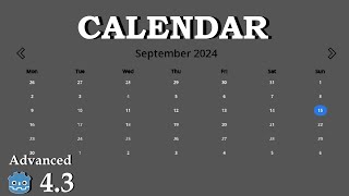 Create a Calendar  Learn Godot 4 UI  no talking [upl. by Mizuki]