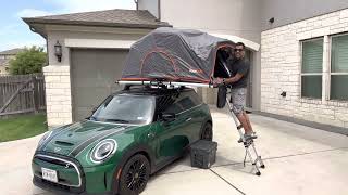 Roofnest Meadowlark Rooftop Tent on a Mini Cooper SE [upl. by Ecirtak814]