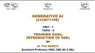 UNIT  1TRAINING GANs INTRODUCTION TO VAEs [upl. by Aimar]