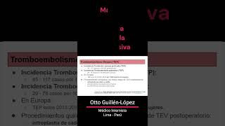 Tromboprofilaxis 1 prevalencia de TEP y TVP trombosis thrombosis prevención medicine pulmones [upl. by Athiste]