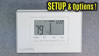 LUX Pro P621U  SETUP amp Options  P521U LTX9100U amp LTX1500U Thermostats [upl. by Roth126]