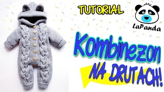 KOMBINEZON NA DRUTACH DLA NIEMOWLAKA Z WARKOCZEM 1 Jak zrobić  LaPanda KNITTED BABY ONESIE [upl. by Falo]