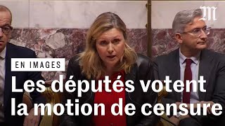 Lannonce de la motion de censure contre le gouvernement Barnier [upl. by Eceertal]