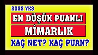 en düşük puanlı mimarlık kaç net 2022 I EN DÜŞÜK MİMARLIK [upl. by Ayortal]