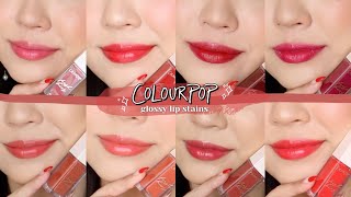 COLOURPOP GLOSSY LIP STAINS 💋 review  swatches [upl. by Paco]