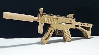 increíble pistola MP5 de cartón de gran potencia como hacerla [upl. by Amsirhc]