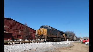 CSX M281 Engines 3094 5260 SB Mixed amp Autoracks Cartersville Georgia 21524 [upl. by Hodgson160]