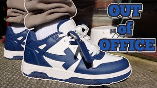 OFFWHITE Out Of Office quotOOOquot Low Tops Dark Blue White ON FOOT [upl. by Mikel333]