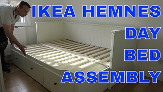 IKEA HEMNES Daybed frame with 3 drawers assembly [upl. by Nojram]