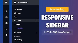 How To Create Sidebar Using HTML CSS And JavaScript  Sidebar HTML CSS JS [upl. by Cyn]