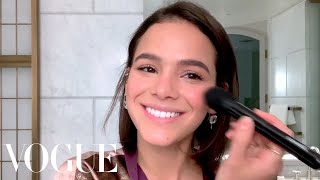 Blue Beetle Star Bruna Marquezines Guide to Brazilian Glow in the Winter  Beauty Secrets  Vogue [upl. by Drucy]