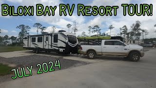 2024 BILOXI BAY RV RESORT TOUR  CAMPSITES POOL FOOD amp LAZY RIVER  RV MISSISSIPPI GULF COAST [upl. by Drofub]