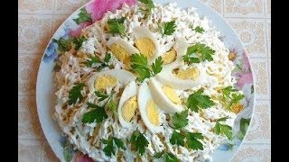 Салат НеВеСтА Рецепты вкусных слоеных салатов Слоеный салат с курицей [upl. by Esnohpla]