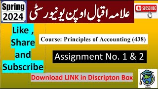 ⏩ AIOU Code 438 Solved Assignment No1 amp 2 Spring 2024 Subject Principles of Accounting Level BA [upl. by Eihcra]