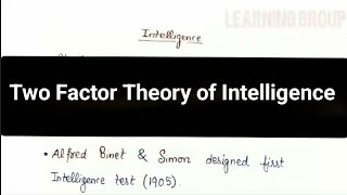 Two factor Theory of Intelligence  Spearman Theory psychology tet ctet [upl. by Ellennaj]