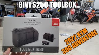 KTM 390 Adventure Part 20 Givi S250 toolbox and Givi universal toolbox monokey rack mount [upl. by Genesia]