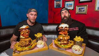 THAT UNBEATEN BURGER CHALLENGE WITH THAT SWEARY PERSONAL TRAINER GUYJAMES SMITH  BeardMeatsFood [upl. by Inimod304]