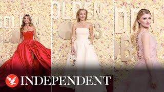 Golden Globes 2024 Stars walk red carpet [upl. by Nalad]