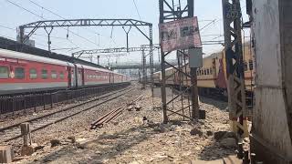 New and old  LHB v ICF in one frame Rajdhani parallel overtake holiday special train [upl. by Anaitat]