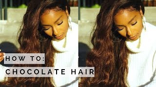 How to Chocolate Brown Hair Tutorial no bleach Ali Julia Virgin Hair  iamLindaElaine [upl. by Ahsimot]