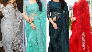 Latest Net Saree Designs 2020Net Saree Designs Collection 2020Latest Indian Net Saree Designs [upl. by Lek]