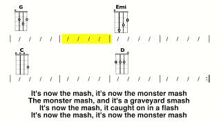 Monster Mash Bobby Pickett EASY UKE Chord and Lyric PlayAlong [upl. by Assetniuq853]