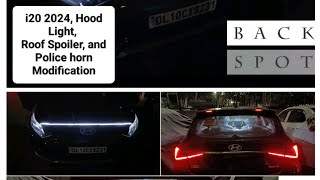 i20 2024 Hood Light Spoiler Roof Light 7d Mats and Hooter Modifications viralreels [upl. by Vedi]