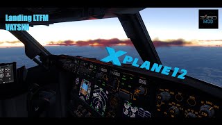 X Plane 12 ZIBO 737 800 night landing at Istanbul LTFM VATSIM event [upl. by Akinod989]