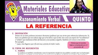 TEMA 4  LA REFERENCIA RAZONAMIENTO VERBAL QUINTO DE SECUNDARIA [upl. by Saddler]