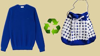 Eski Kazak ve Dantelden Çanta Yapımı  Convert Old Sweater to Bag  Diy [upl. by Artemisia]