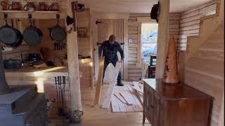 Log cabin built in the Canadian Northwoodwork on a small deck￼ beautiful October day [upl. by Brout]