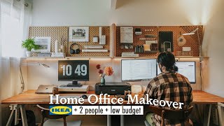 Home office makeover on low budget with IKEA hacks Office for 2 [upl. by Schnell]