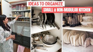 Small Kitchen Organization Ideas  Tips to Store Utensils Cookware Grocery in NonModular Kitchen [upl. by Hplodur448]