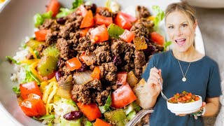 TACO SALAD BOWL  easy healthy lunch recipe [upl. by Alderman783]