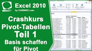 Crashkurs und Einstieg in Excel PIVOT Tabellen  Teil 1 Daten aufbereiten  by CARINKOcom [upl. by Rodenhouse]