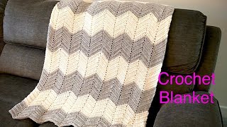 Crochet Blanket  EASY Ripple Stitch  Chevron Stitch [upl. by Anreval112]