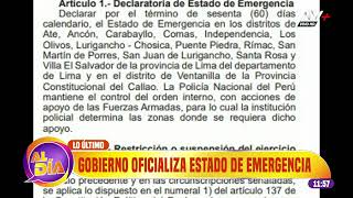 Ejecutivo oficializa estado de emergencia en 14 distritos de Lima y Callao [upl. by Savior26]