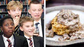 British Highschoolers Try Biscuits and Gravy for the First Time [upl. by Avid]