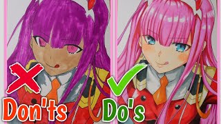 Donts vs Dos How to color Anime Girl Drawing  COPIC OHUHU TOUCH FIVE [upl. by Ahsiled253]