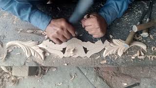 last design 🪵 wood carving and leaf 🌿 hand working design 😀 [upl. by Trish223]