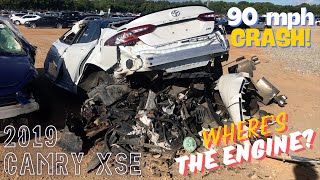 2019 Toyota Camry Crashed at 90 MPH Where Did The Engine and Transmission Go Check The Trunk [upl. by Nahtanohj]